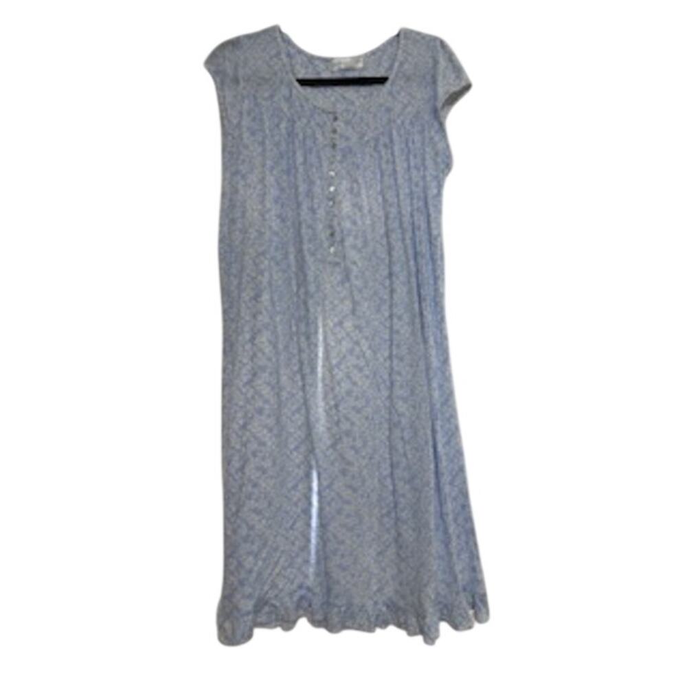 Eileen West Women's sz S cap sleeve Midi Nightgown Blue Ditsy Floral